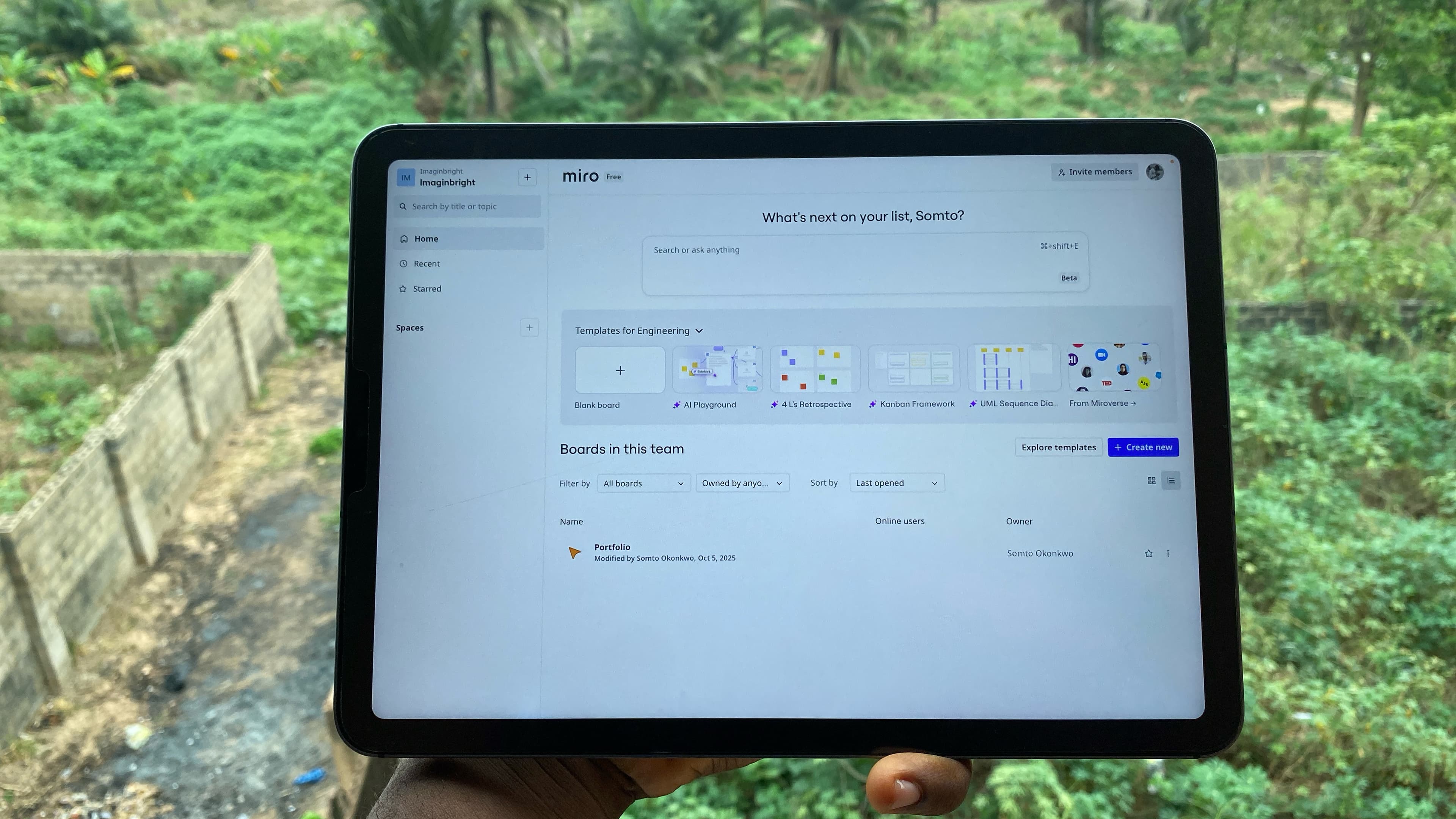 Miro's workspace on iPad