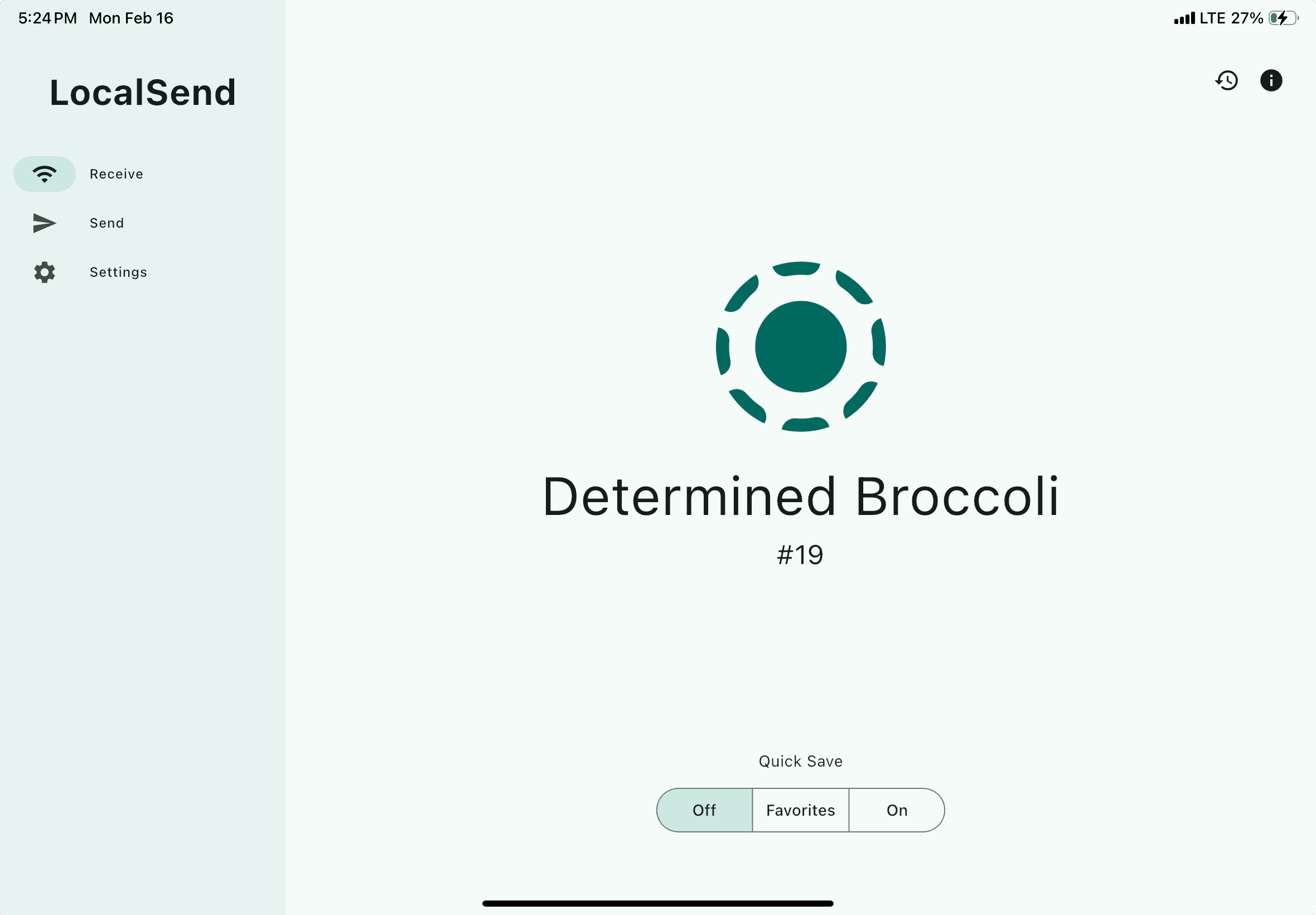 LocalSend radar on iPad