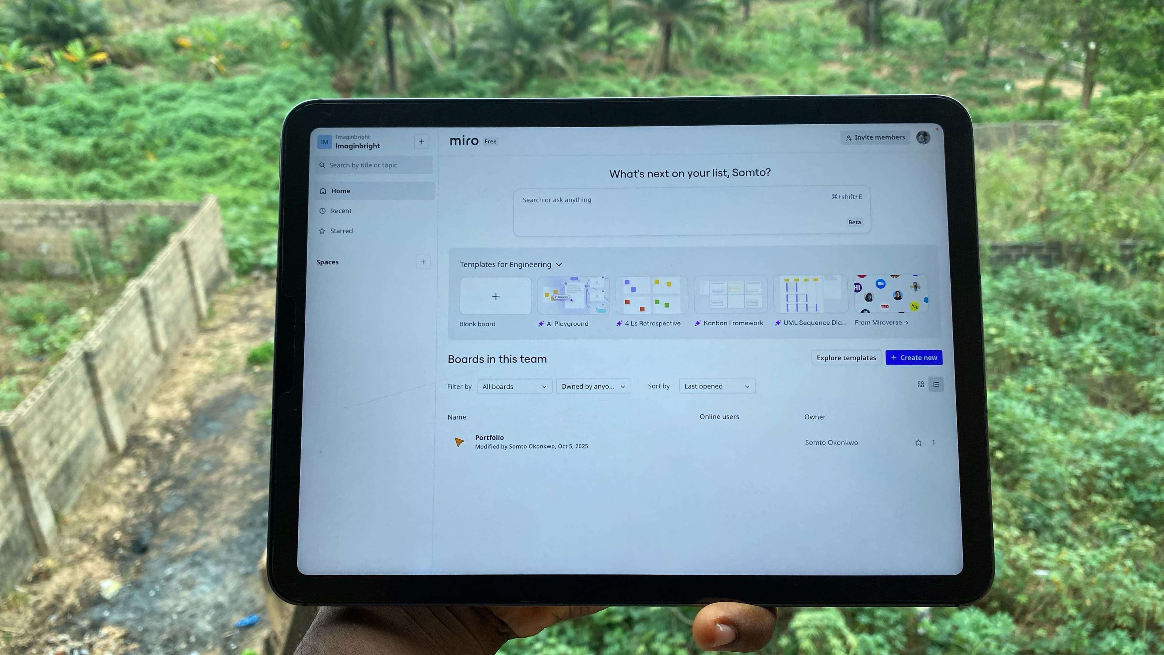 Miro's workspace on iPad
