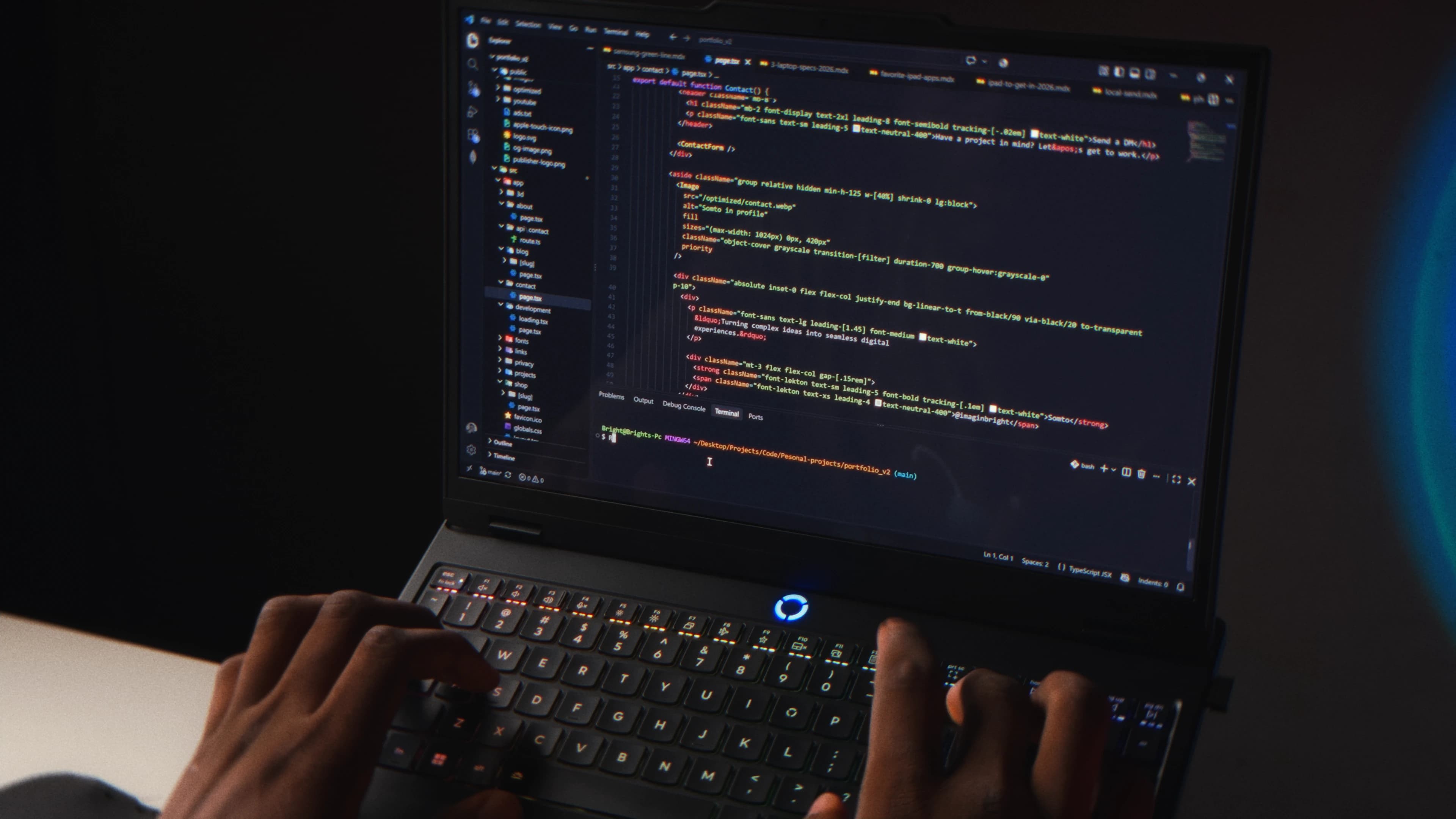 Lenovo Legion 5 running DaVinci Resolve, VS Code and browser windows