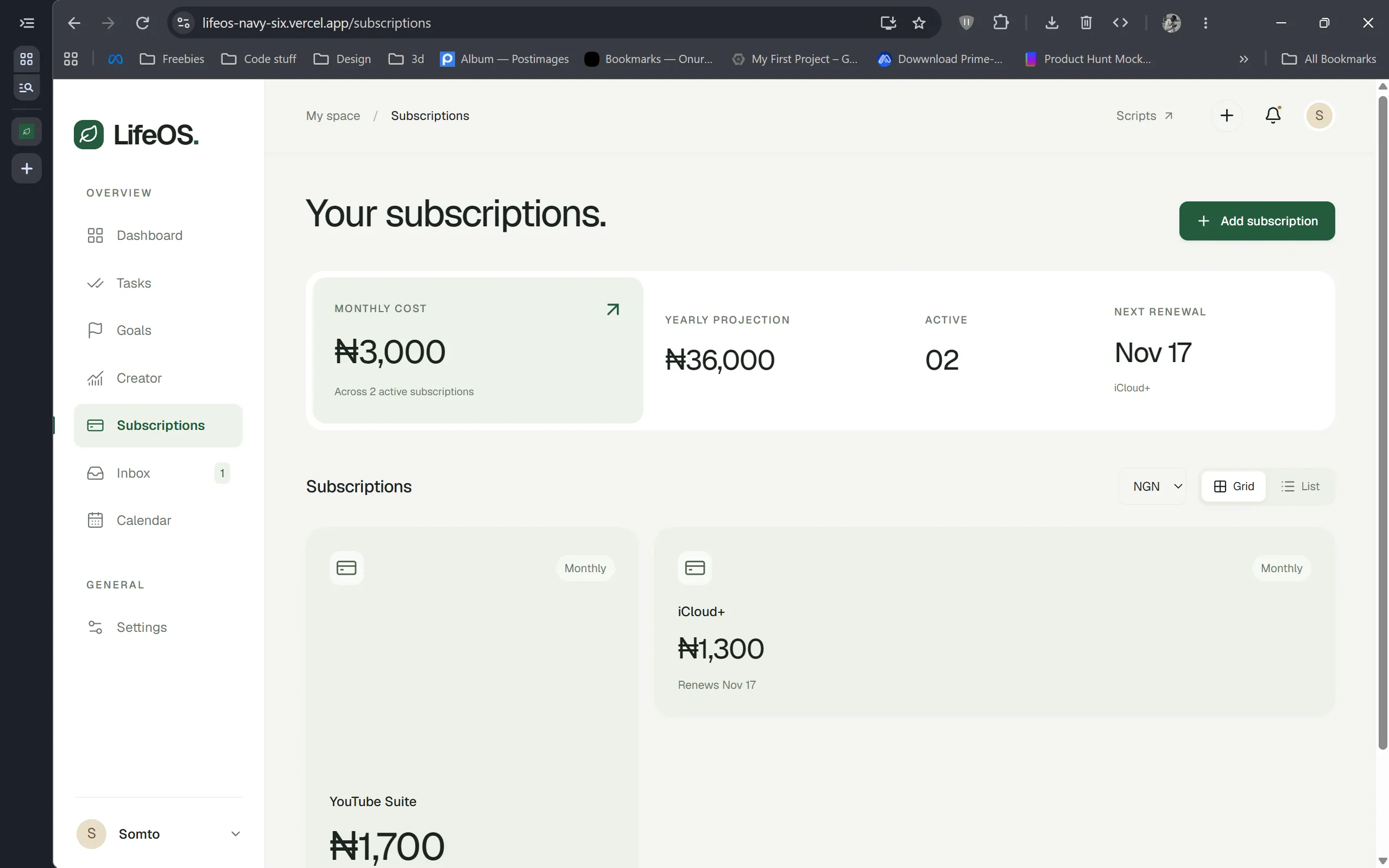 LifeOS — screenshot 2